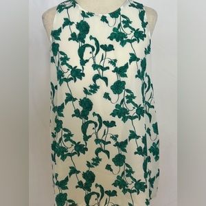 Chelsea28 Sleeveless White & Green Floral Blouse. Size XXL